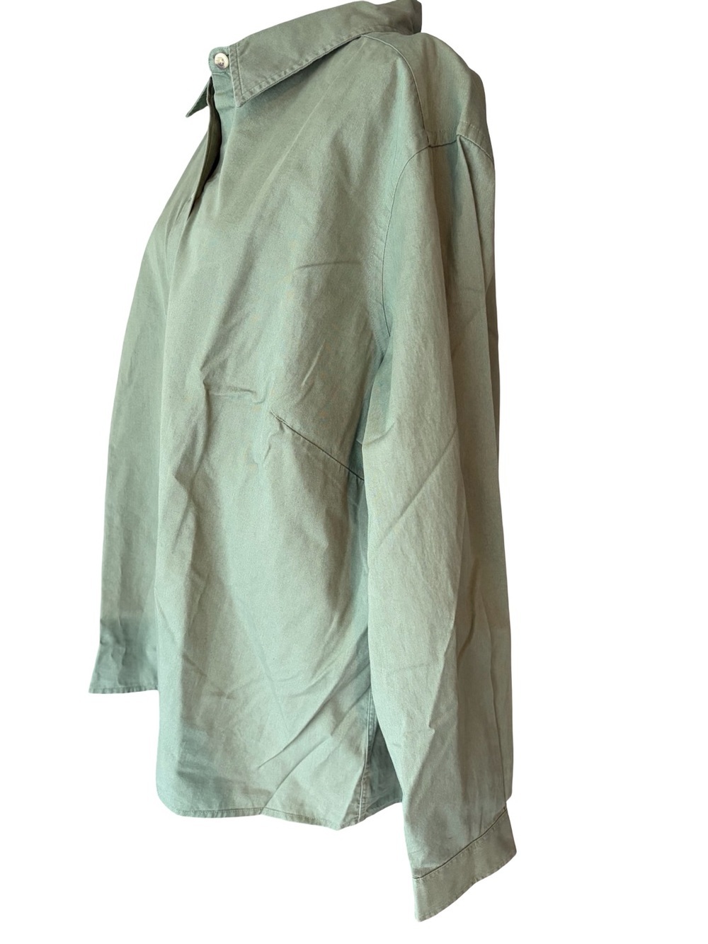 L.L. Bean Women's Olive Green Button-Front Shirt - Picture 2 of 6